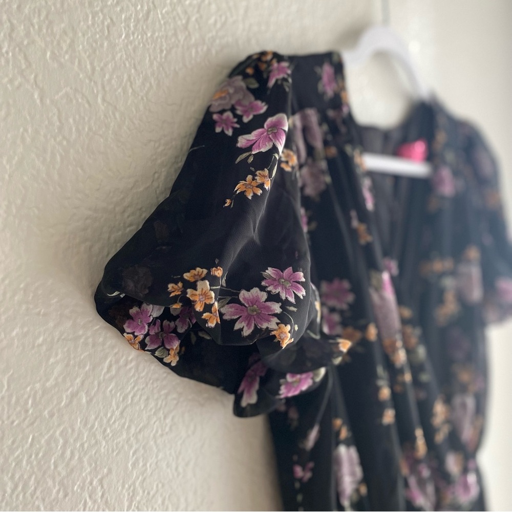 BETSEY JOHNSON Floral Wrap Midi Dress - Size 8 - Picture 3 of 10